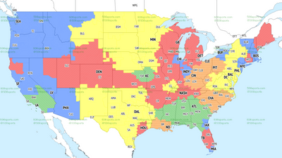 TV broadcast map for Panthers vs. Bengals in Week 9