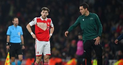 Kieran Tierney allays Arsenal injury fear as he sends Mikel Arteta message after getting shirt ripped off him