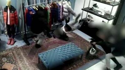 Moment gang feud descends into knife fight in Selfridges’ menswear