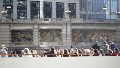 For Riverwalk mural, artist Kate Lewis drew inspiration from classic Chicago architecture