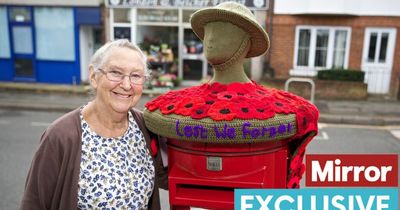 Talented gran knits Remembrance Day fallen soldier post-box topper tribute