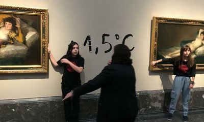 Climate activists glue themselves to frames of two Goya paintings in Madrid