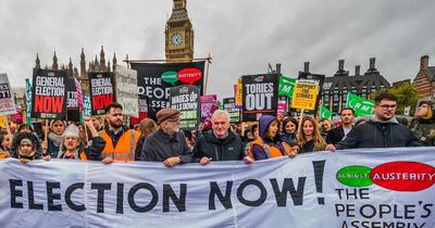 Thousands demand general election in protest march amid the worsening cost-of-living crisis