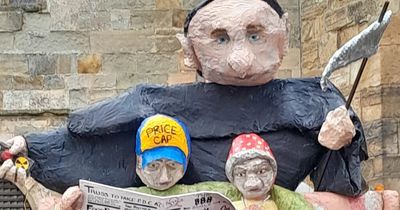 Town's Bonfire featured effigy of Putin leering over elderly couple freezing on a sofa