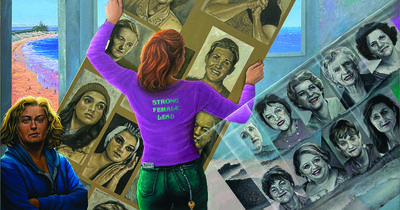 Strong women of the Hunter on canvas