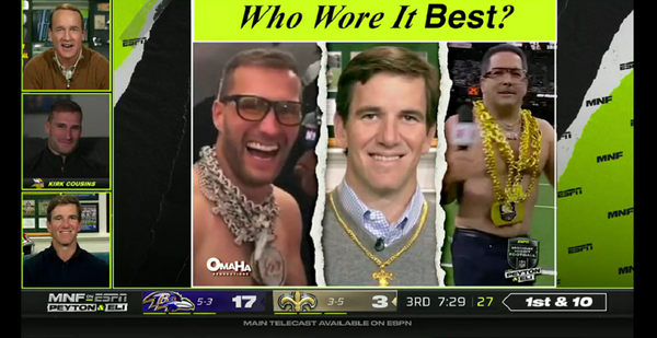 Adam Schefter Embarrassingly Recreates Kirk Cousins Shirtless With Chains  Around His Neck Prior To Monday Night Football