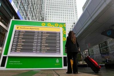 Heathrow flight boards at Canary Wharf as Elizabeth line links up