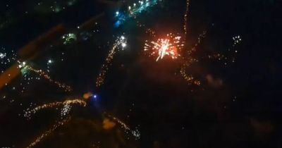 Drone flew through exploding fireworks capturing incredible footage