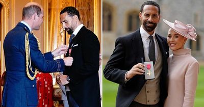 Man Utd hero Rio Ferdinand proudly receives OBE alongside wife Kate - "this means a lot"