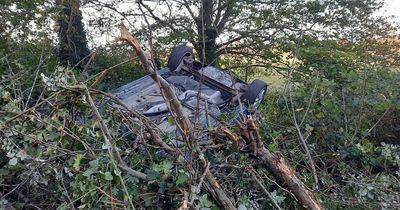 Lucky escape for driver as emergency services rush to scene of overturned car in Meath