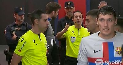 Gerard Pique's X-rated rant at referee that saw him sent off without kicking a ball