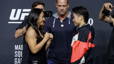 UFC 281 faceoff: Zhang Weili hears chants from crowd during staredown with Carla Esparza