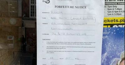 Forfeiture notice served at Nottingham restaurant in warning to leaseholder