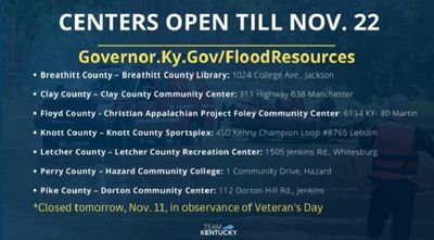 Eastern Kentucky FEMA disaster recovery centers closing November 22nd