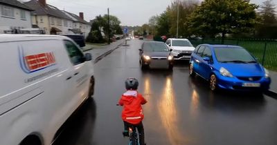 Furious row over car driving 'too close' to boy, 5, on bike - but some blame dad