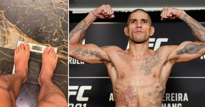 Alex Pereira weighs in to complete 47lb weight cut for Israel Adesanya UFC fight