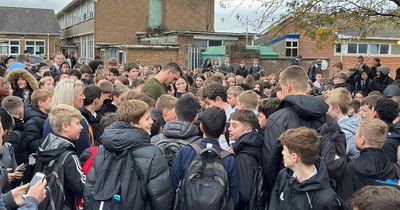 Sam Warburton turned up to his old school at the wrong time and got absolutely mobbed