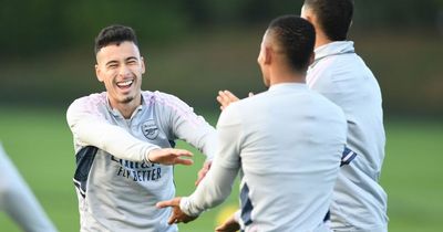 Arsenal squad spotted reacting to Gabriel Martinelli Brazil World Cup call up in training