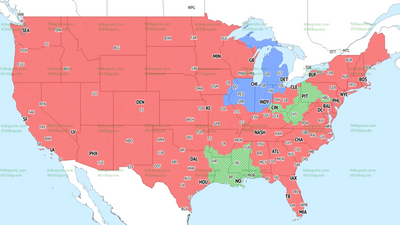 TV broadcast map for Bears vs. Lions in Week 10