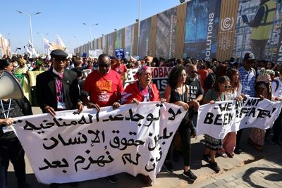 At COP27, hundreds march behind hunger striker's sister