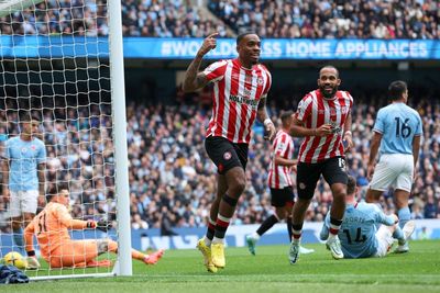 Ivan Toney scores twice to hand Brentford late shock win at Man City