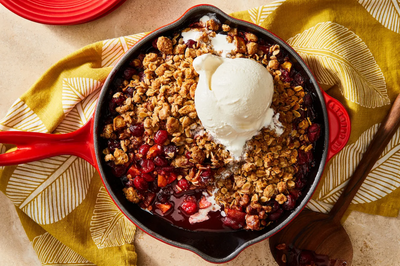 Apple-cranberry crisp, served two ways