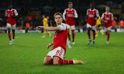 Arsenal go five points clear at top after Martin Ødegaard double sinks Wolves