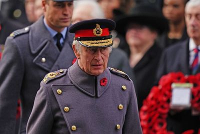 King leads Remembrance Sunday service at Cenotaph for first time as monarch
