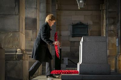 First Minister lays wreath at 'particularly poignant' Remembrance Sunday event