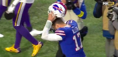 Cameras caught Josh Allen spiking his helmet in disgust after Bills’ stunning loss and NFL fans had jokes