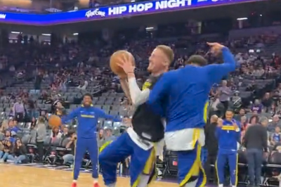 Steph Curry was hilariously hyped after nailing a pregame trick shot