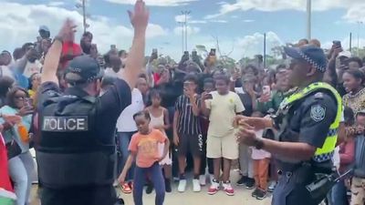 'Beautiful, inspirational' moment captured as police dance at community sporting event