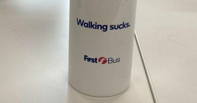 First Bus apologise for 'walking sucks' message on branded water bottle