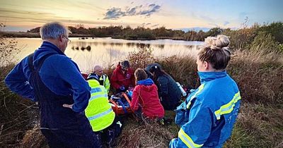 Man rescued after falling into marshland bog while taking sunset pictures