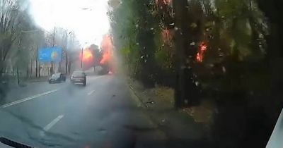 Dnipro missile attack caught on camera as commuters in cars hit by huge explosion