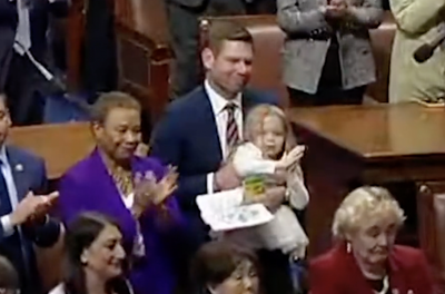 Democratic Rep Eric Swalwell brings daughter to House floor for Nancy Pelosi’s leadership farewell speech