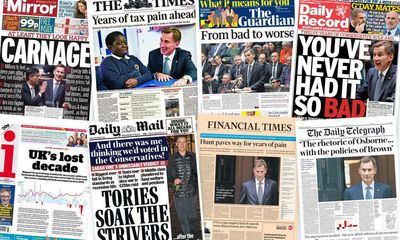 ‘You’ve never had it so bad’: what the papers say about Jeremy Hunt’s autumn statement