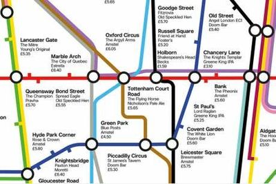 Redesigned London Underground map shows the cheapest pints of beer near Tube stations