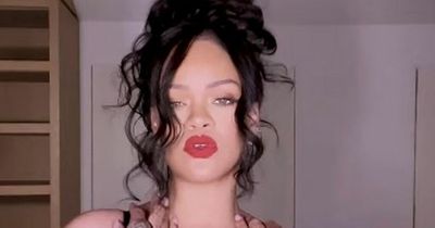 Rihanna shows off her curves in bum-baring lingerie as she rocks her own brand