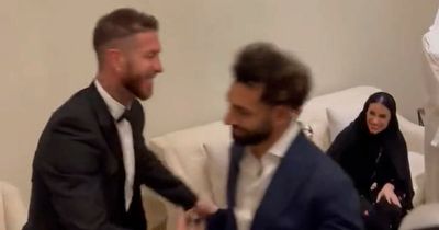 Mohamed Salah in awkward exchange with Sergio Ramos as he hugs old rival at ceremony