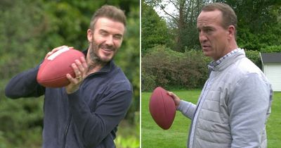 David Beckham impresses Peyton Manning with NFL skills as Colts legend cracks joke