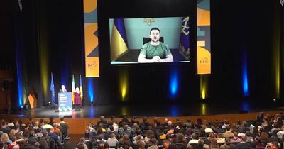 Ukrainian President Volodymyr Zelensky tells Irish students to 'take care of your freedom'