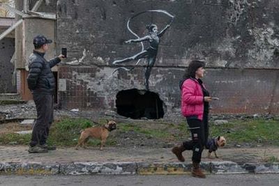 Banksy unveils multiple artworks in Ukraine