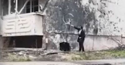 Banksy 'caught on camera' painting mural in Ukraine