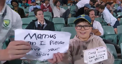 Marnus Labuschagne responds to young Australia fan's cheeky exchange with David Warner