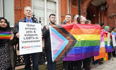 ‘World is watching’ Qatar, warns Peter Tatchell at London embassy protest