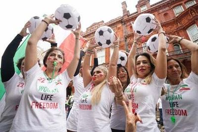 Iranian protesters descend on Westminster ahead of World Cup game