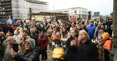 Hundreds gather in East Wall, Dublin to protest housing of 'male-only' asylum seekers in former ESB site