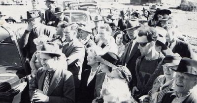 1940s crowd photo 'shows time travel is real' as hipster snapped in sunglasses and hoodie