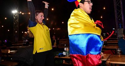 Ecuador fans celebrate opening game at Liverpool's biggest fan park